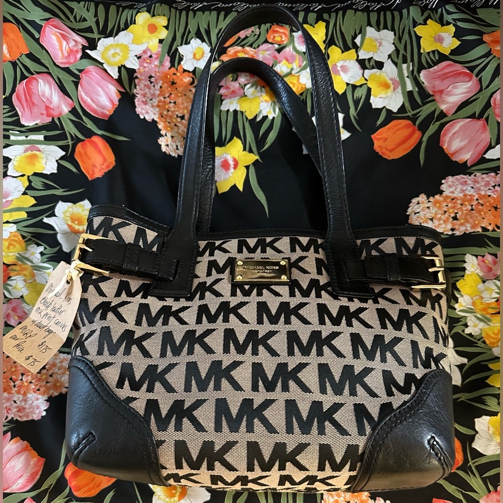 Women's Michael Kors Purse Black Mocha Tote Millbrook Large Handbag